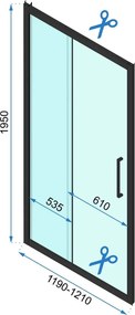 Rea Rapid Slide, posuvné sprchové dvere 1200 x 1950 mm, 6mm číre sklo, zlatý matný profil, REA-K4709
