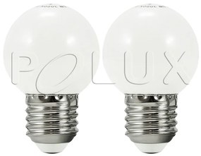PLX 2x náhradná LED žiarovka pre svetelnú reťaz KANATA, E27, G45, 0,5W, 3000K, 50lm, biela