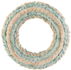 Veniec z modrých a prírodných mušličiek s korálkami Coronne L - Ø 25*4cm