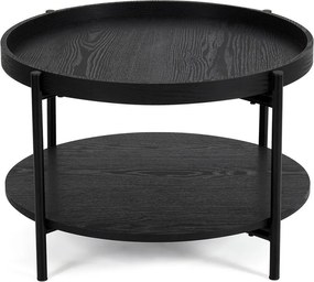 Čierny okrúhly konferenčný stolík v dekore duba ø 64 cm Hagen – Bonami Essentials