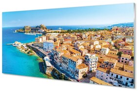 Sklenený obraz Grécko Morské pobreží mesto 120x60 cm