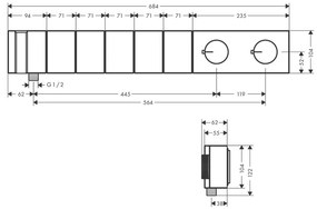 Axor Edge - Modul termostatu Select 680/100 pod omietku pre 5 spotrebičov - diamantový brus, chróm 46731000