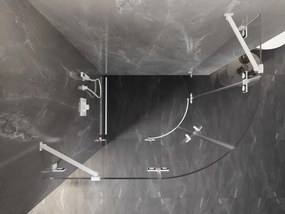 Mexen Lunar, polkruhový sprchový kút naklápací doľava 80 x 70 cm, 8mm číre sklo, biely profil, 833-080L-070P-20-00