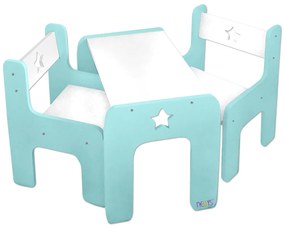 NELLYS Sada nábytku Star - Stôl + 2 x stoličky - mátová