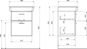Aqualine Aqualine, ZOJA umývadlová skrinka 41,5x50x35,5cm, biela, 56374