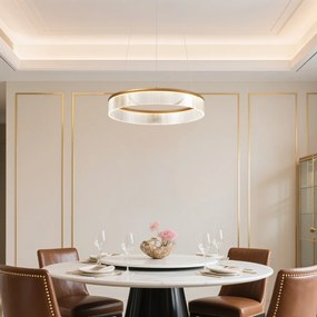 Moderné závesné svietidlo mosadzné 59cm vrátane LED s 3-stupňovým stmievaním - Anello Chandelier