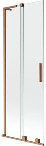 Mexen Velar L, 2-krídlová posuvná vaňová zástena 75 x 150 cm, 8mm číre sklo, medená matná, 896-075-003-01-65