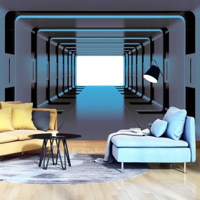 Fototapeta - Modrý 3D tunel (254x184 cm)