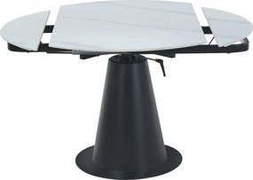 Vintino Rozkladací jedálenský stôl SORIAN 75–120 × 120 cm – biely mramor / čierna oceľ