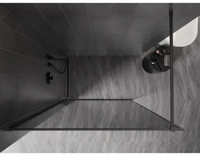 Mexen Kioto-XF, sprchová zástena s rámom 120 x 202 cm, 10mm šedé sklo, grafitový profil, 800-120-104-66-40-X