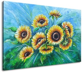 Gario Ručne maľovaný obraz Slnečnice v daždi Rozmery: 70 x 100 cm