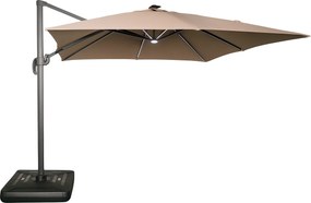Záhradný slnečník Houseland Vexon s LED osvetlením 300x300 cm svetlohnedý