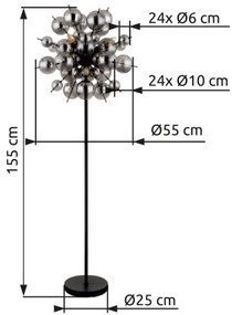 Globo 15633SS - Stojacia lampa UDO 6xE14/25W/230V čierna/dymová