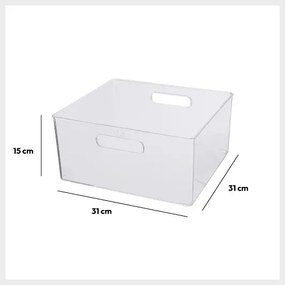 Transparentný box, viacúčelový, s rúčkami SELENA, 31x31x15