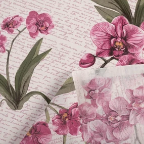 Biante Bavlnený záves Sandra SA-635 Ružovofialové orchidey na bielom 150x220 cm