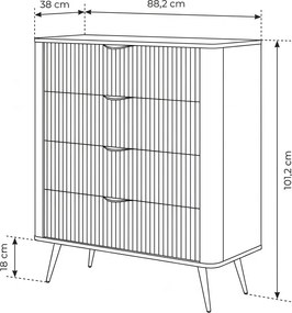 KOMODA TREVISO 4S KAŠMÍR 88 cm