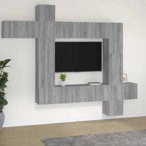 9-dielna súprava TV skriniek sivý dub sonoma spracované drevo