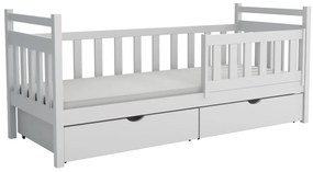 Detská posteľ z masívu borovice NATÁLIE so šuplíkmi - 200x90 cm - BIELA