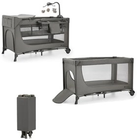 KINDERKRAFT - Cestovná postieľka JOY 2 s doplnkami šedá
