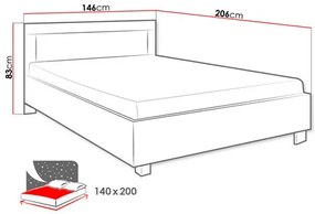 Manželská posteľ 140cm Cassidy CR22/23 (dub sonoma). Vlastná spoľahlivá doprava až k Vám domov. 1121943