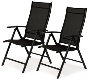 Záhradné stoličky 2ks - nastaviteľné | čierne