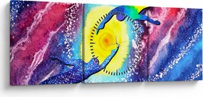 Obraz - Dotyk (s hodinami) (90x30 cm)