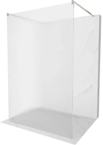 Mexen Kioto, sprchová zástena Walk-In 130 x 200 cm, 8mm sklo s rebrovým vzorom, brúsená oceľ profil, 800-130-002-97-09
