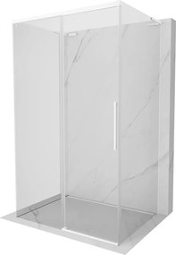 Mexen Rox-3SL, 3-stenný výsuvný sprchový kút 105 x 100 cm, 8mm číre sklo, biely profil, 8C2L-105-100-20-00-3S