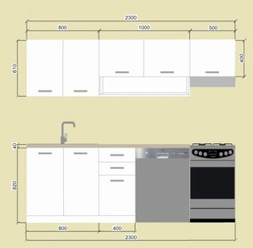 Nabytekmorava Moderná kuchynská linka Orinoko N004 pracovná doska: Valentino sivé ( F147), farba dvierok: Biela