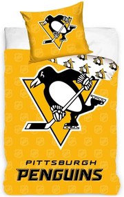 Hokejové posteľné obliečky NHL Pittsburgh Penguins Shields - 100% bavlna Renforcé - 70 x 90 cm + 140 x 200 cm