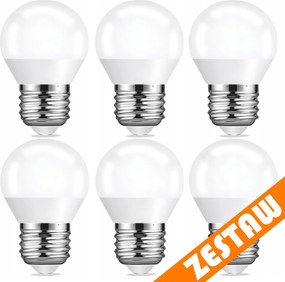 SADA 6x LED žiarovka E27 8W 700lm 4000K G45 guľatá - neutrálna biela