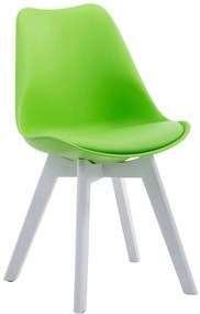 Stolička Borne V2 - plast / koženka drevené nohy biele - Zelená