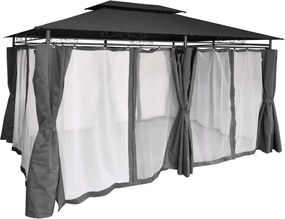 CH Tmavosivý záhradný altánok so závesmi a sieťkou Altana 3 x 4 m