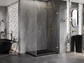 Mexen Lunar-B, pravostranný výklopný sprchový kút 80 x 70 cm, 8mm číre sklo, zlatý kartáčovaný - 832-080-070-55-00-P