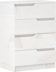 HOMCOM Moderná a minimalistická komoda s 4 zásuvkami, drevotriesková komoda, 60x40x85 cm, lesklá biela | Aosom