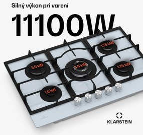 Klarstein Ignito 5-zónová plynová varná doska, 5 Horákov, elektr. zapaľovanie, Wok, na skvapalnený alebo zemný plyn