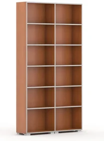 Knižnica SILVER LINE, 2 stĺpce, 2230 x 1200 x 400 mm, čerešňa