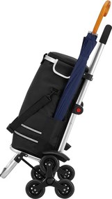 Nákupný vozík 3 v 1 na schody - objem 56 l, čierny