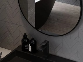 Mexen Loft okrúhle kúpeľňové zrkadlo 60 cm, čierny rám - 9850-060-060-000-70