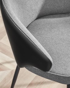 Jedálenské stoličky, sada 2 ks, kuchynské čalúnené stoličky, tmavosivé