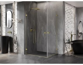 Mexen Lunar-B Duo, výklopný sprchový kút 95 x 70 cm, 8mm číre sklo, zlatý matný profil, 832-095L-070P-55-00