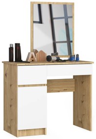 Kozmetický stolík so zrkadlom P-2/SL dub artisan/biely ľavý