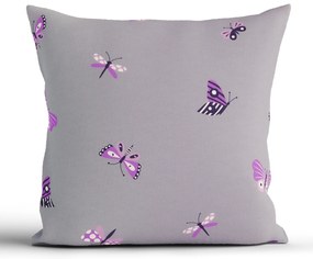 Bavlnená obliečka na vankúš Renforcé 40 × 40 cm - Motýliky tmavo sivé