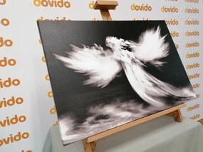 Obraz podoba anjela v oblakoch v čiernobielom prevedení - 120x80