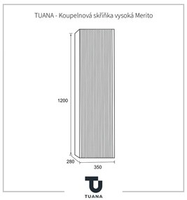 Tuana Merito, vysoká kúpeľňová skrinka 35x120x28 cm, biela matná, CER-TU-476111