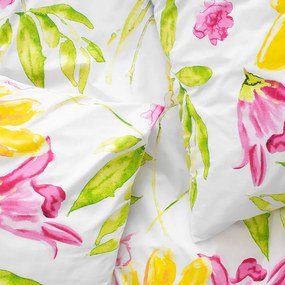 Goldea bavlnené posteľné obliečky - akvarelové kvety 200 x 200 a 2ks 70 x 90 cm