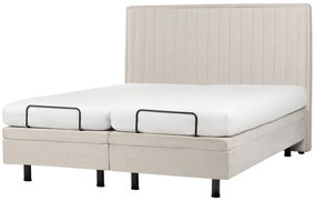 Polohovateľná čalúnená posteľ 160 x 200 cm béžová DUKE II Beliani