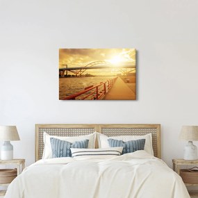 Obraz mosta pri západe slnka (90x60 cm)