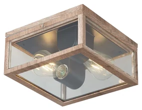 Priemyselné stropné svietidlo s drevenou potlačou IP44 2-Lights - Charlois