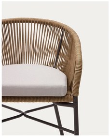 Béžová kovová/polstrovaná záhradná barová stolička Yanet – Kave Home